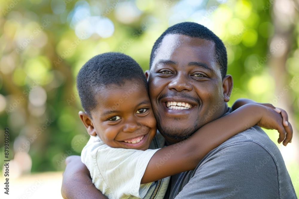 Portrait of a happy father and son having fun in the park Portrait of a happy father and son having fun in the park