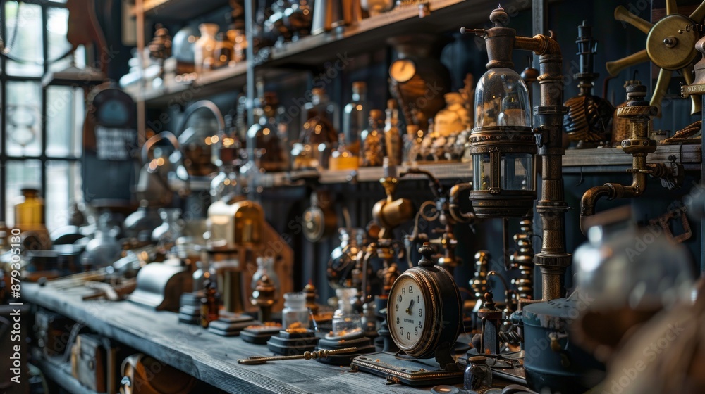 Fototapeta premium Steampunk collection of antique instruments