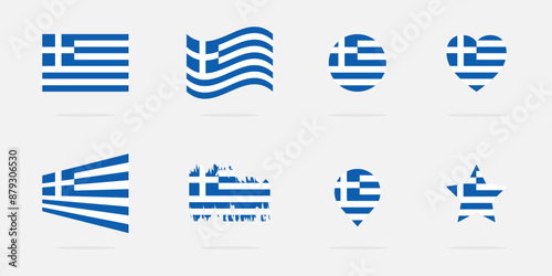 National flag of Greece. Vector icon set of Greece flag.