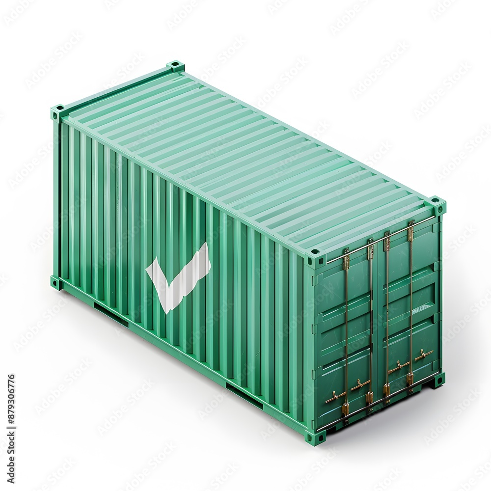 Green Shipping Container with Checkmark Green Shipping Container with Checkmark