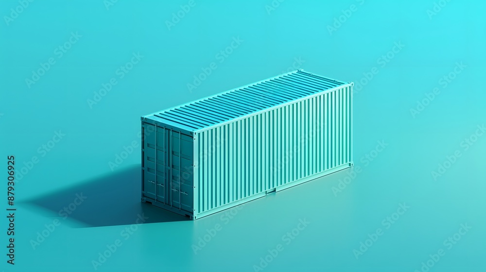 Minimalistic teal shipping container against a vibrant background, perfect for logistics, transport, and storage-themed designs. Minimalistic teal shipping container against a vibrant background, perfect for logistics, transport, and storage-themed designs.