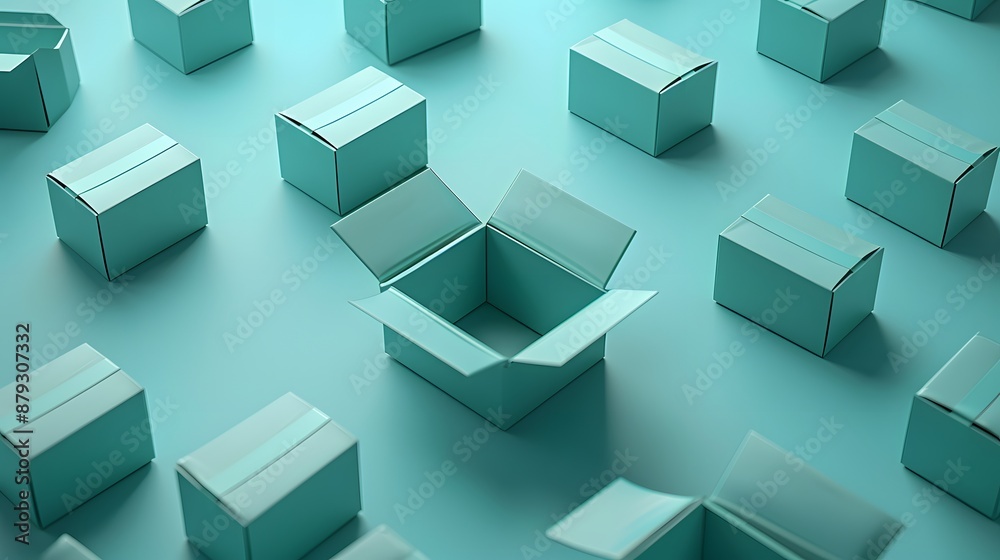 Obraz premium Open and Closed Turquoise Boxes