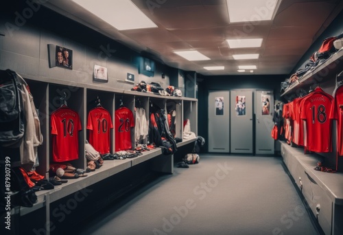 locker room with rows of lockers on either side small cubbies for storing items 