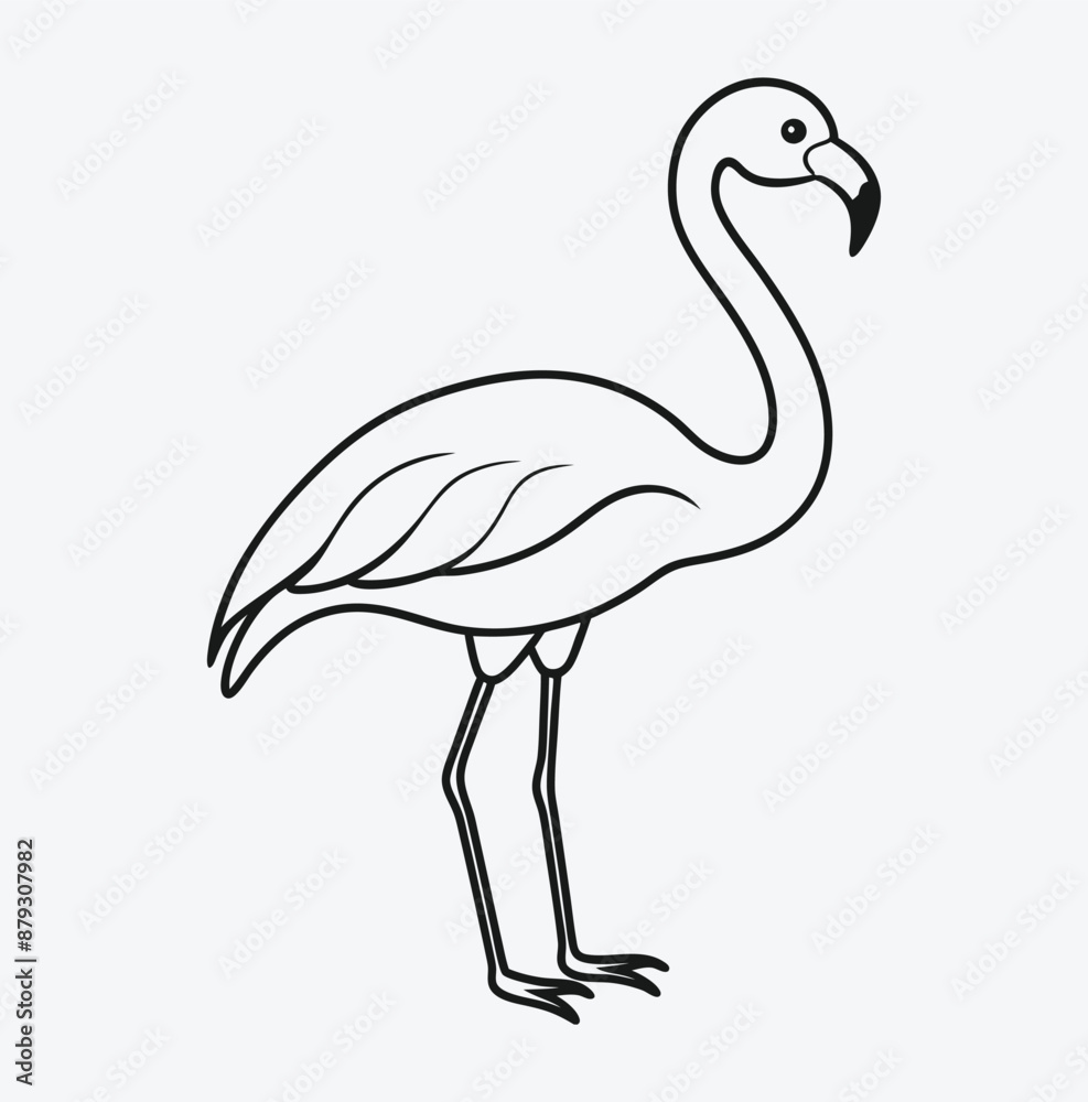 Obraz premium Elegant Flamingo Line Art Vector Illustration