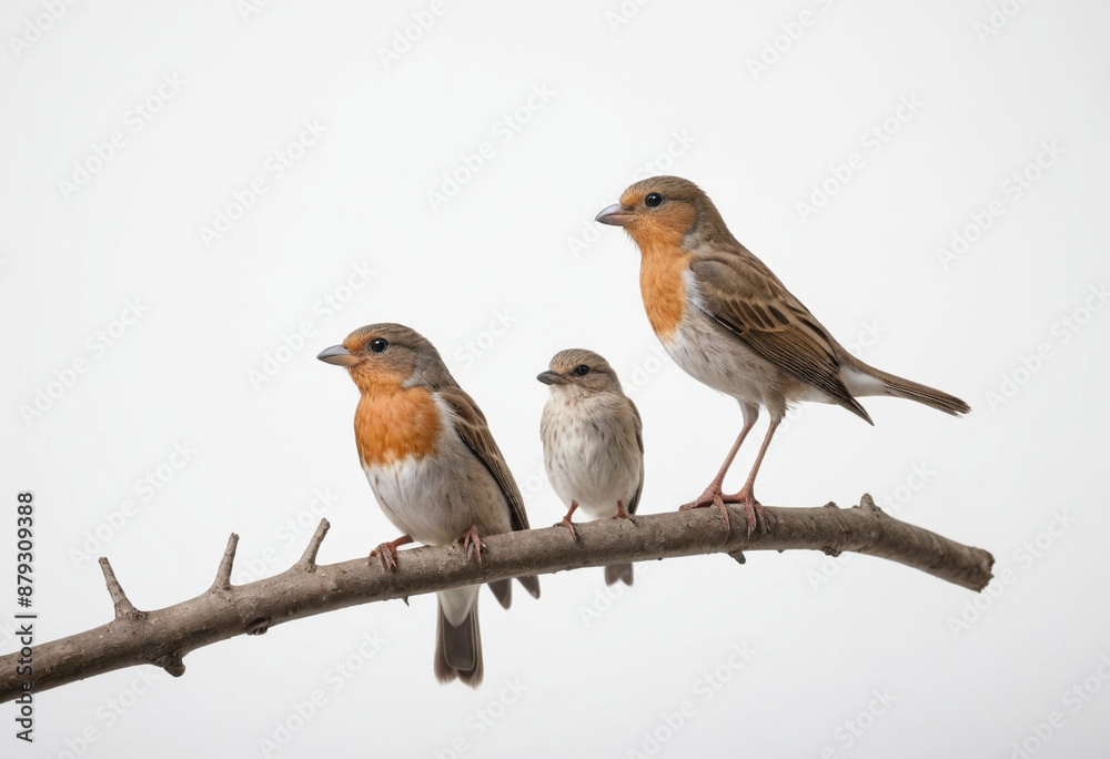 Birds, isolated on a white background in commercial photography Birds, isolated on a white background in commercial photography