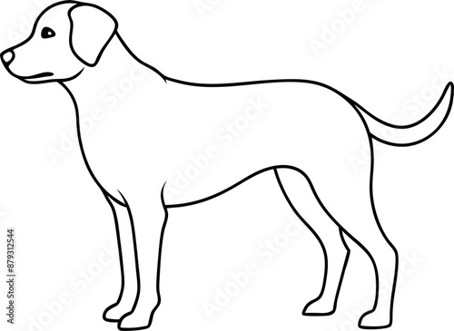 A black and white silhouette of a dog standing tall The dog looks alert and ready for anything