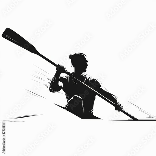 Silhouette of a Rower in Dynamic Action Olympics photo