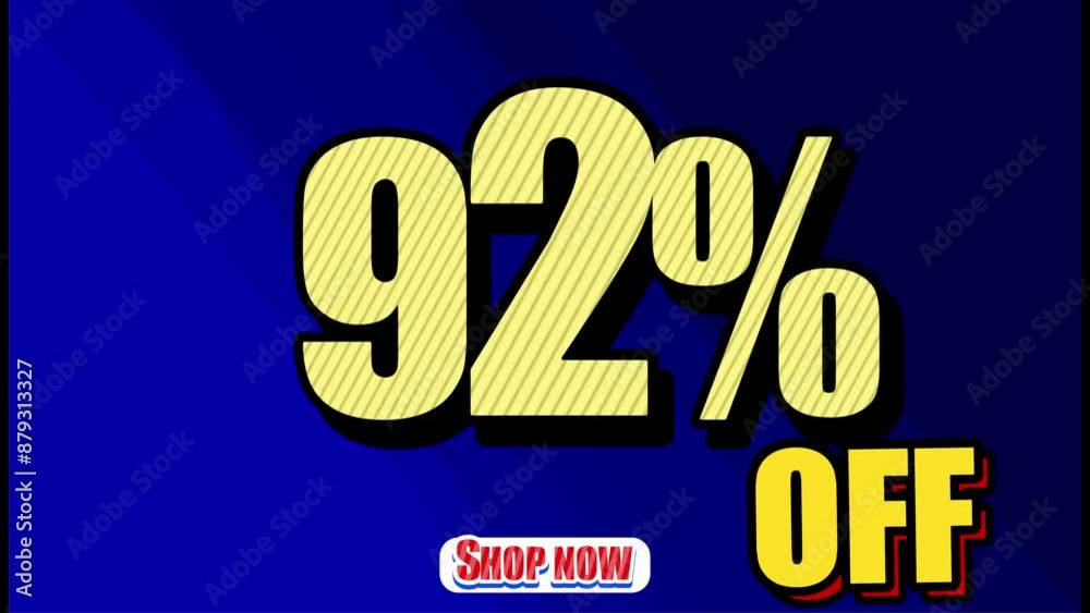 92% OFF SHOP NOW - Seamless looping Swing banner text promotion animation effect with a navy blue background texture. 92% OFF SHOP NOW - Seamless looping Swing banner text promotion animation effect with a navy blue background texture.