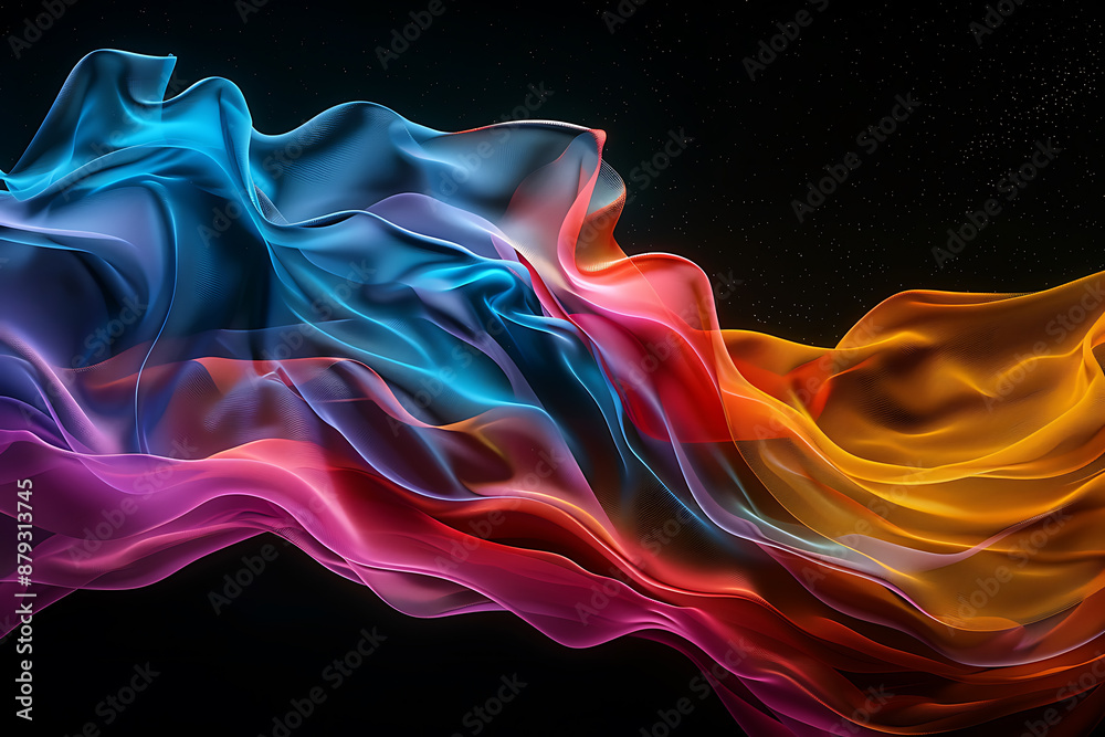 Floating sand-like shapes in various colors on a black background, creating an ethereal and mesmerizing visual effect. Floating sand-like shapes in various colors on a black background, creating an ethereal and mesmerizing visual effect.