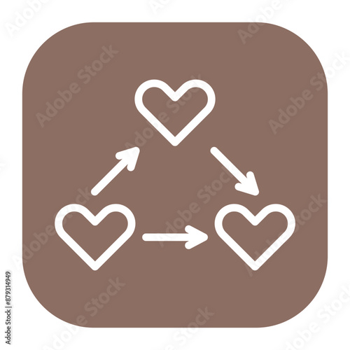 Love Triangle icon vector image. Can be used for Dating App.