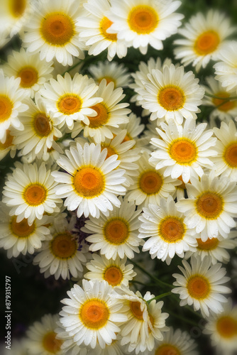 Dreamy Ox-Eye Daises In The Flower Borders Of Hidcote Gardens