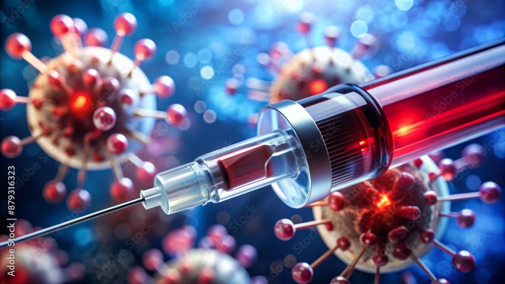 Syringe containing transparent blood plasma solution with blurred background, highlighting potential COVID-19 treatment and plasmolifting therapy possibilities. Syringe containing transparent blood plasma solution with blurred background, highlighting potential COVID-19 treatment and plasmolifting therapy possibilities.