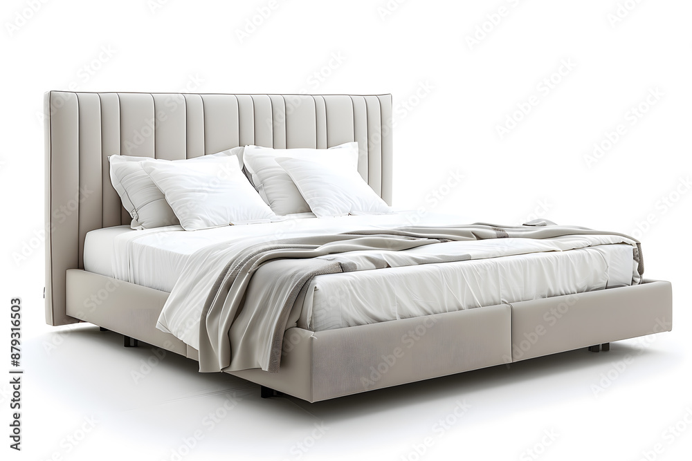 Fototapeta premium Modern bed isolated on white background