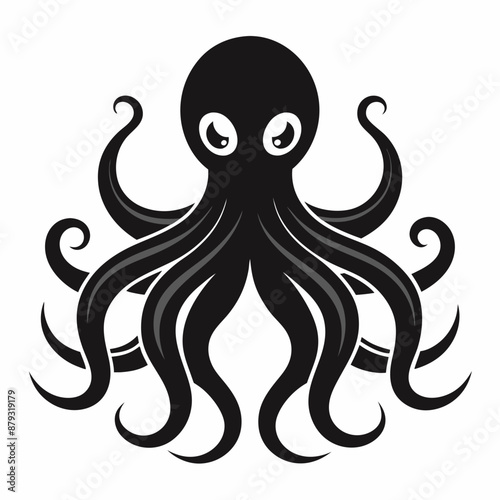black octopus icon vector