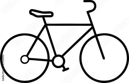 A black silhouette of a bicycle with a simple design is isolated on a white background.