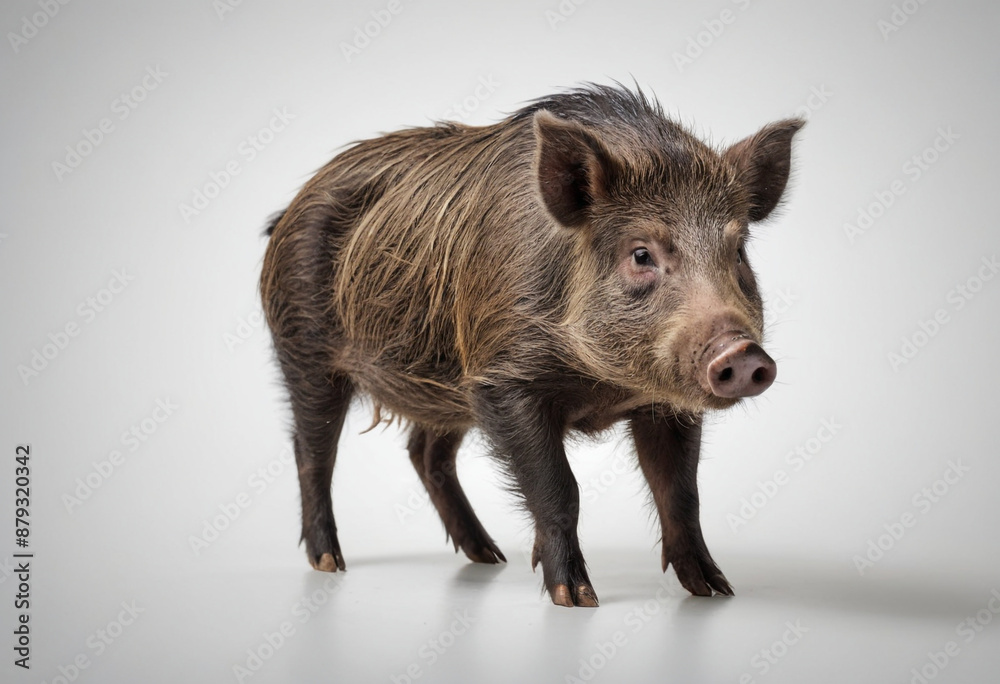 Wild boar, isolated on a white background in commercial photography Wild boar, isolated on a white background in commercial photography