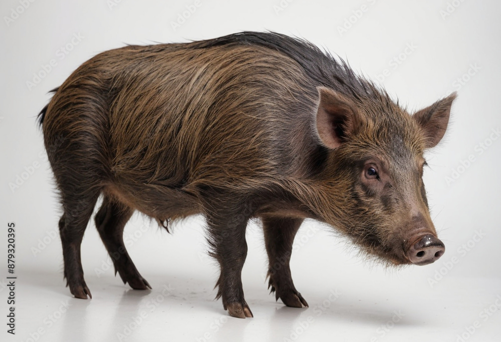 Wild boar, isolated on a white background in commercial photography Wild boar, isolated on a white background in commercial photography