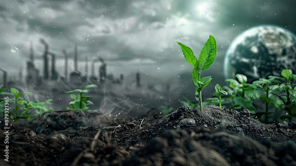 Fototapeta premium Ecological economy with a focus on efficient use of resources Reducing carbon emissions Renewable energy and sustainable agriculture
