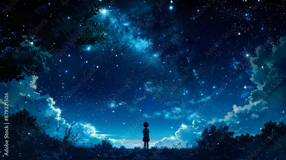 illustration art space nebula and comet at night style anime illustration art space nebula and comet at night style anime