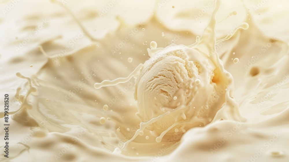 Fototapeta premium Vanilla Ice Cream Splashing in Milk