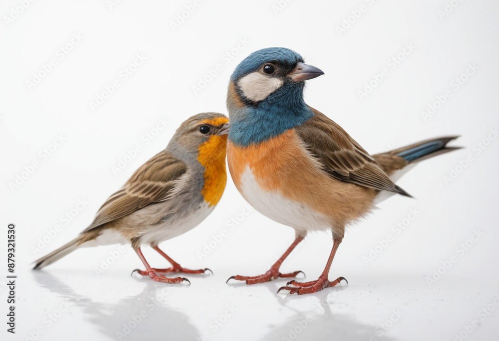Fototapeta premium Birds, isolated on a white background in commercial photography