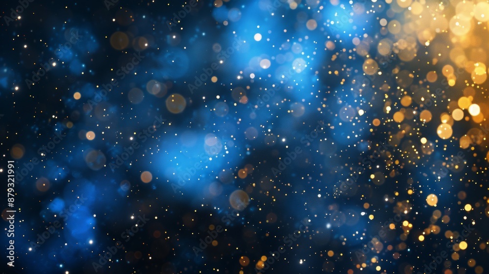 Obraz premium Beautiful abstract background for banner, poster, or many more. Abstract background new year. Blue and gold fireworks and celebrating holiday.