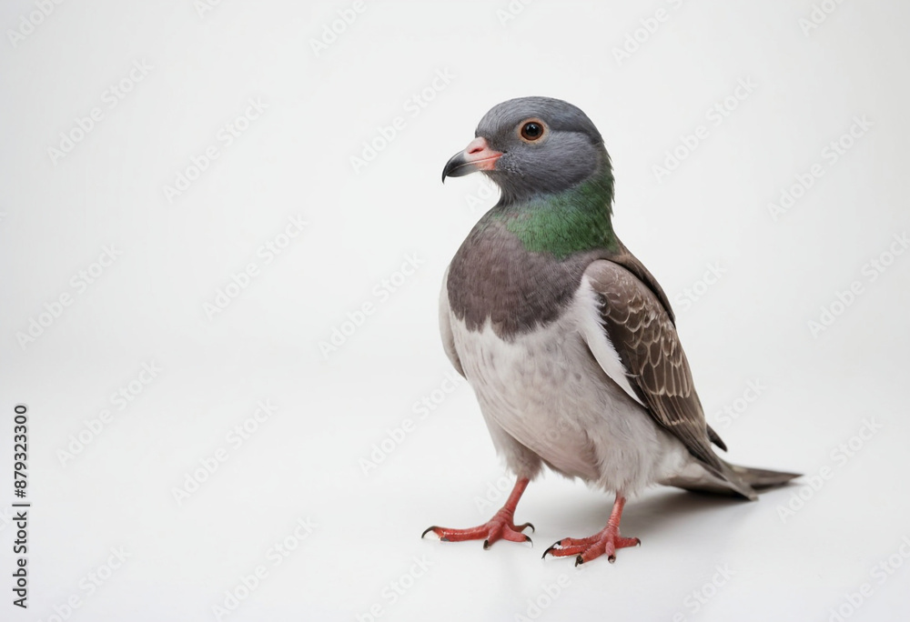 Pigeon, isolated on a white background in commercial photography Pigeon, isolated on a white background in commercial photography