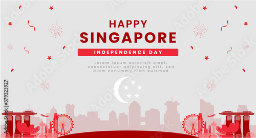 Iconic Singapore Landmarks Illustration for National Day Celebration