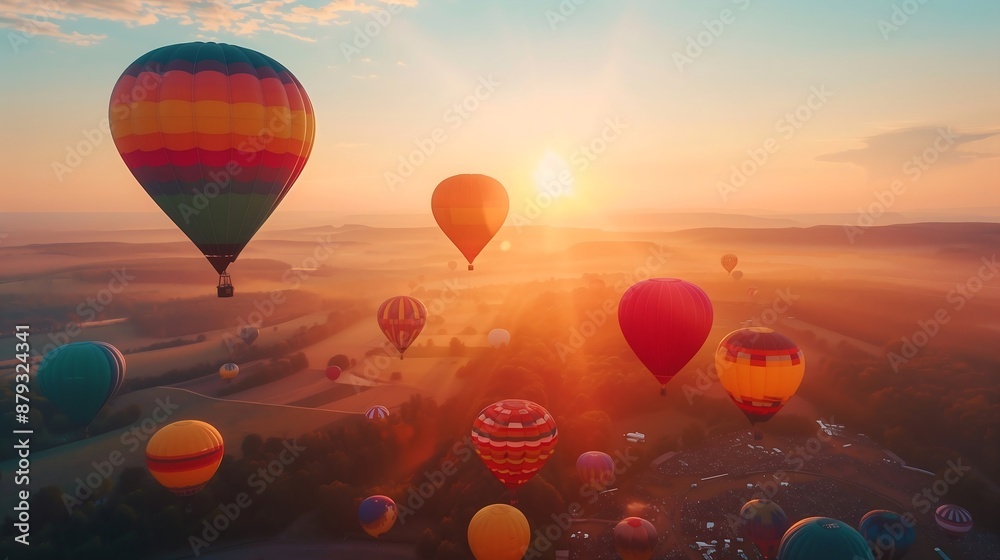 Fototapeta premium hot air balloon in sunset