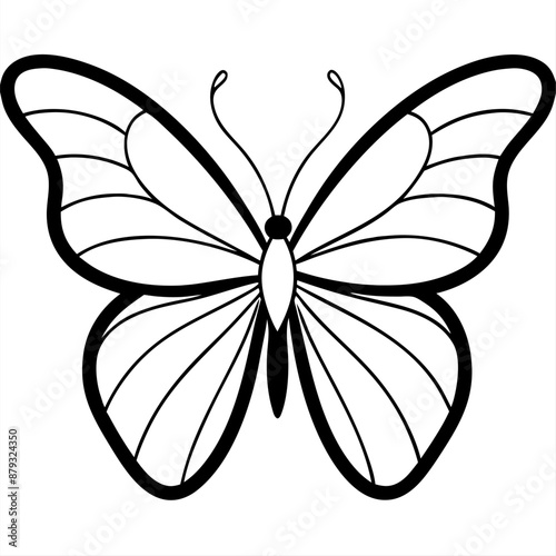 A simple silhouette of a butterfly, rendered in black against a white background.