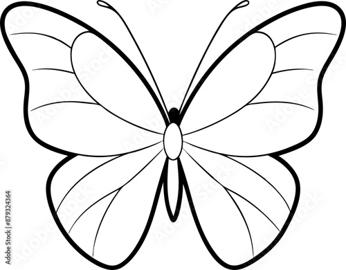 A simple silhouette of a butterfly, rendered in black against a white background.