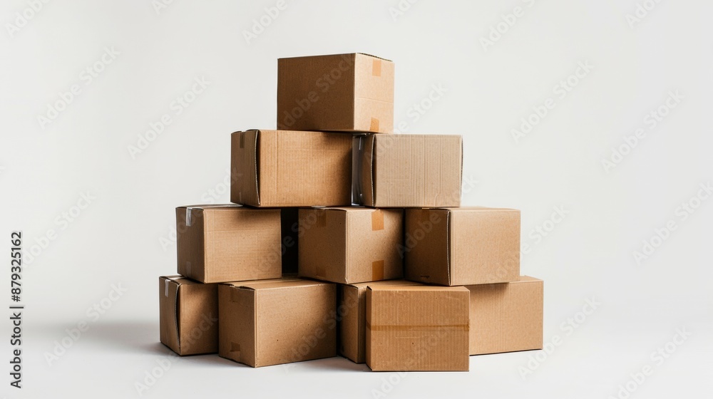 Stack of cardboard boxes on white background Stack of cardboard boxes on white background
