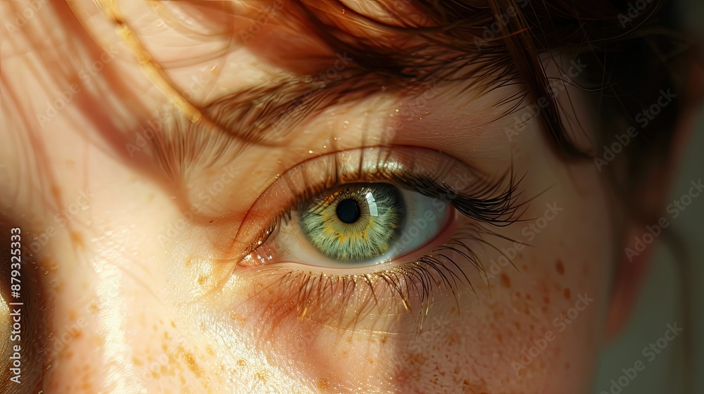 Girl is eye close-up natural. Dilated pupil. Green iris Girl is eye close-up natural. Dilated pupil. Green iris
