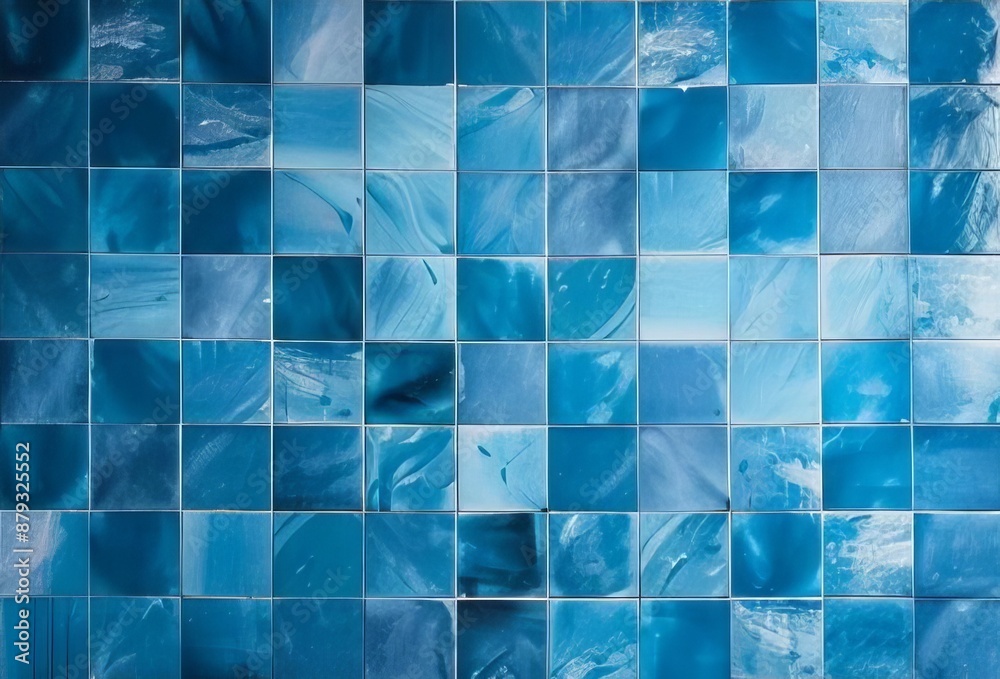 Blue tile wall chequered background bathroom floor texture