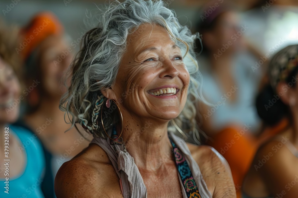 Fitness, laughing and friends at the gym for training, Black pilates class for active healthy lifestyle. exercise in a group for a workout, cardio or yoga in a studio
