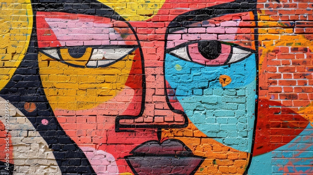 Naklejka premium Mural art at East Williamsburg in Brooklyn. Outdoor art gallery known as the Bushwick Collective has most diverse collection of street art in Brooklyn