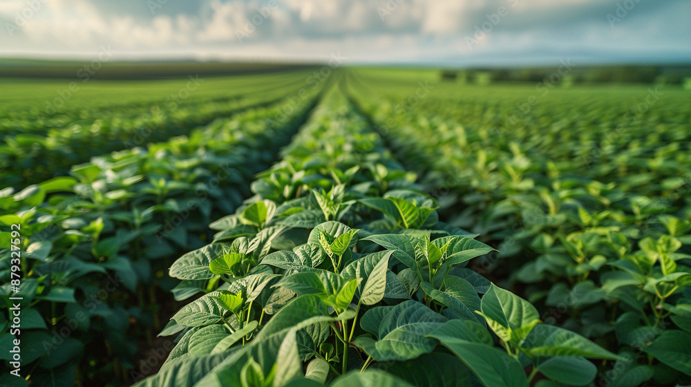 Beautiful rows of soybean plantations. Beautiful rows of soybean plantations.