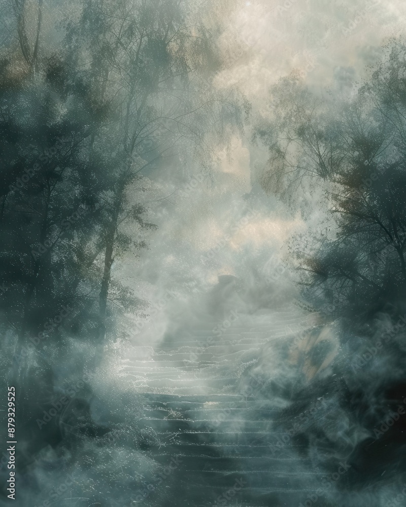 Obraz premium Phantom dreams depicted through ethereal lighting in ghostly, dreamlike landscapes.
