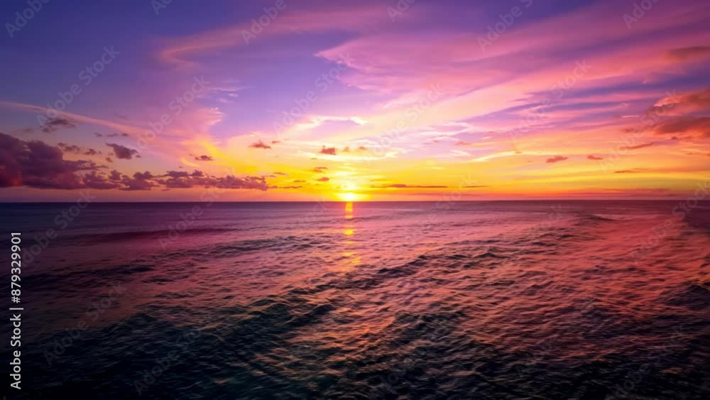 Breathtaking ocean sunset with vibrant purple and orange sky Breathtaking ocean sunset with vibrant purple and orange sky