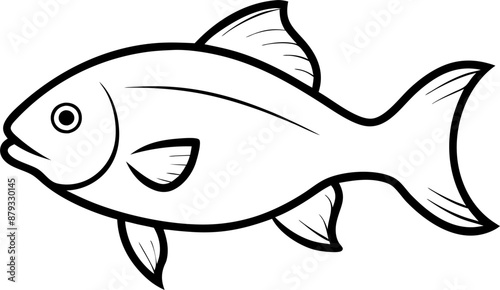 Black and White Illustration of a Fish
