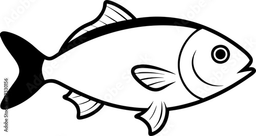 Black and White Illustration of a Fish