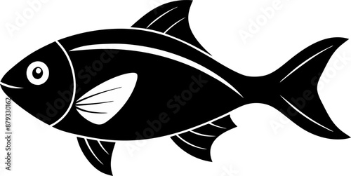 Black and White Illustration of a Fish