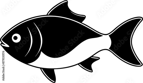 Black and White Illustration of a Fish