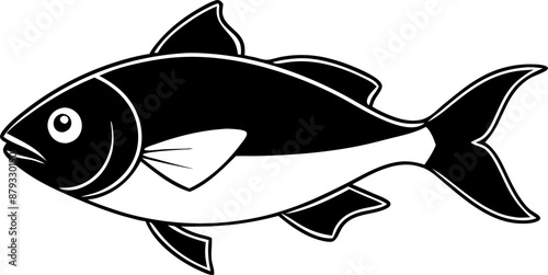 Black and White Illustration of a Fish