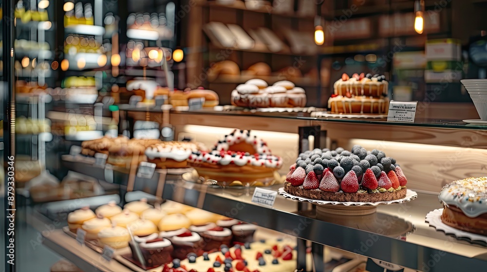 shop window with cakes. Selective focus shop window with cakes. Selective focus