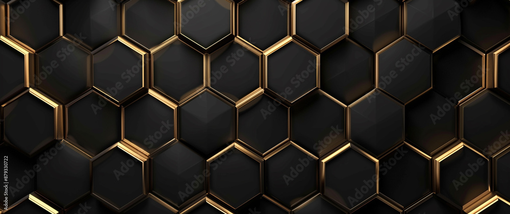 A sleek and elegant background featuring a modern black surface with a geometric gold pattern. The hexagonal shapes create a sophisticated and luxurious design. A sleek and elegant background featuring a modern black surface with a geometric gold pattern. The hexagonal shapes create a sophisticated and luxurious design.
