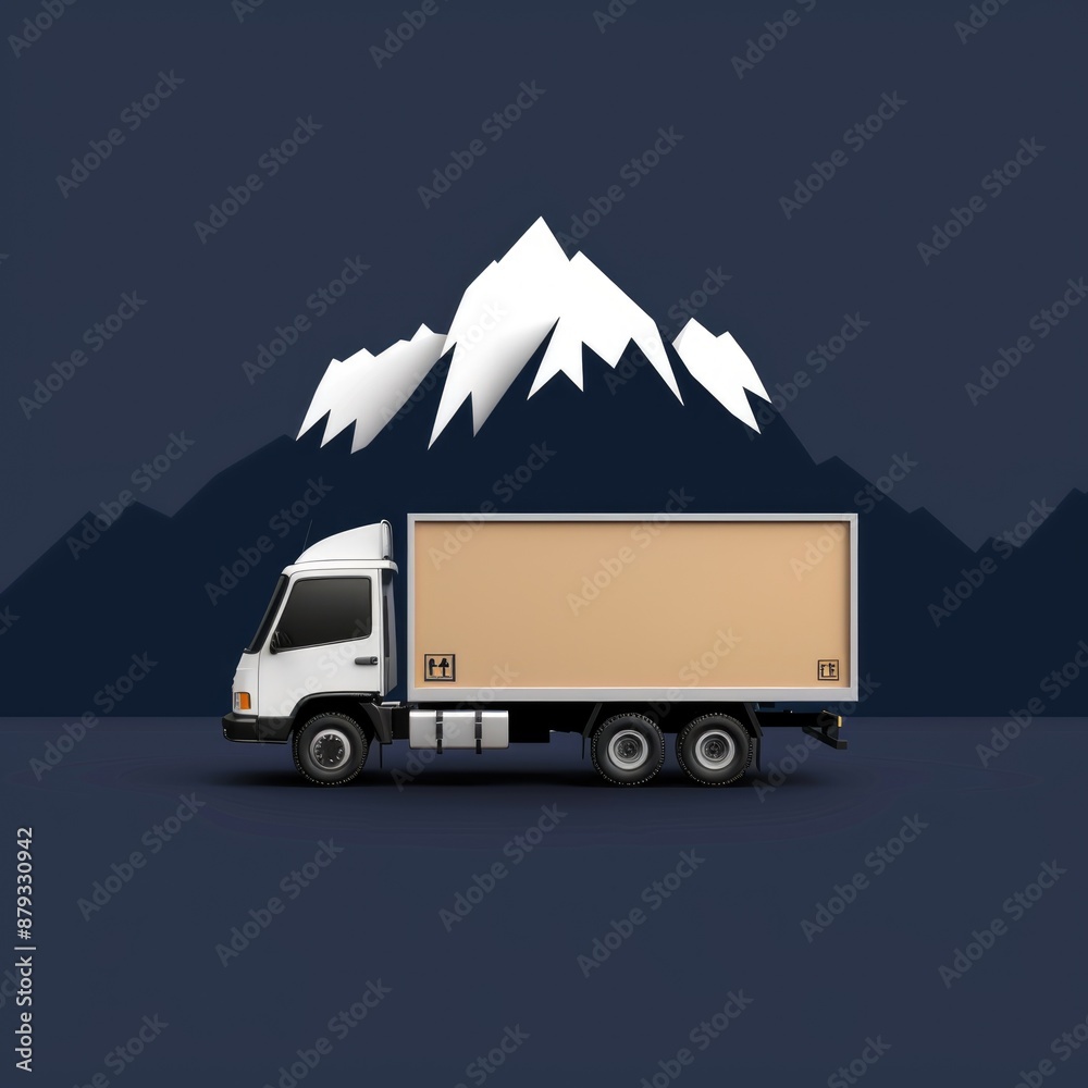 Obraz premium Efficient Delivery Truck Ensuring On-Time Shipment - Flat Design Illustration