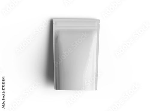 3D render of a glossy sealed doypack packaging with a zipper on a transparent background