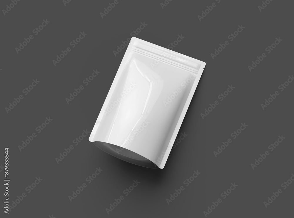 3D render of a glossy sealed doypack packaging with a zipper on a dark background 3D render of a glossy sealed doypack packaging with a zipper on a dark background