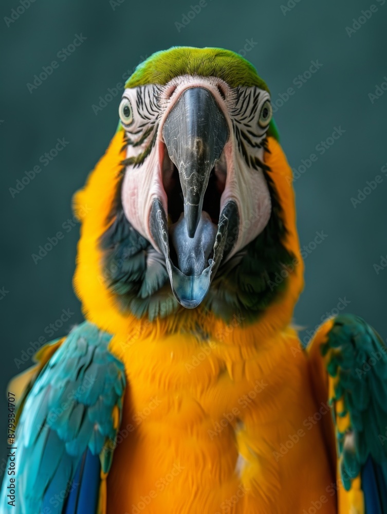 Naklejka premium Very surprised parrot with open mouth